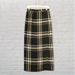 Liz Claiborne Black and White Plaid Wrap-Around Maxi Skirt